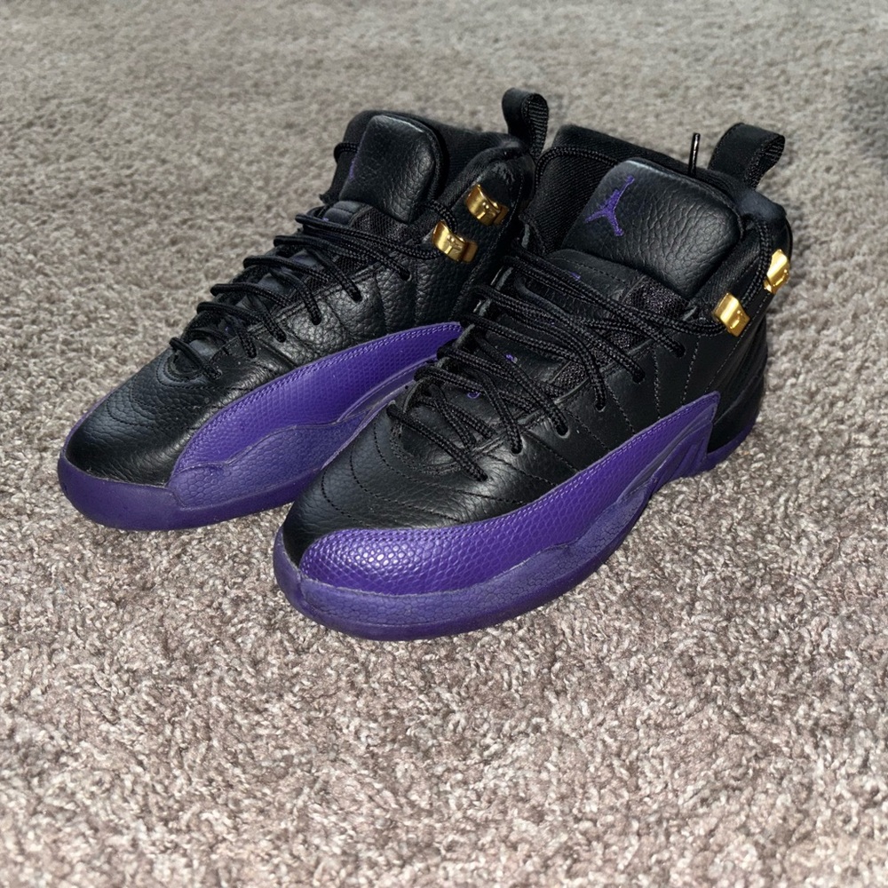 Black and purple Jordans